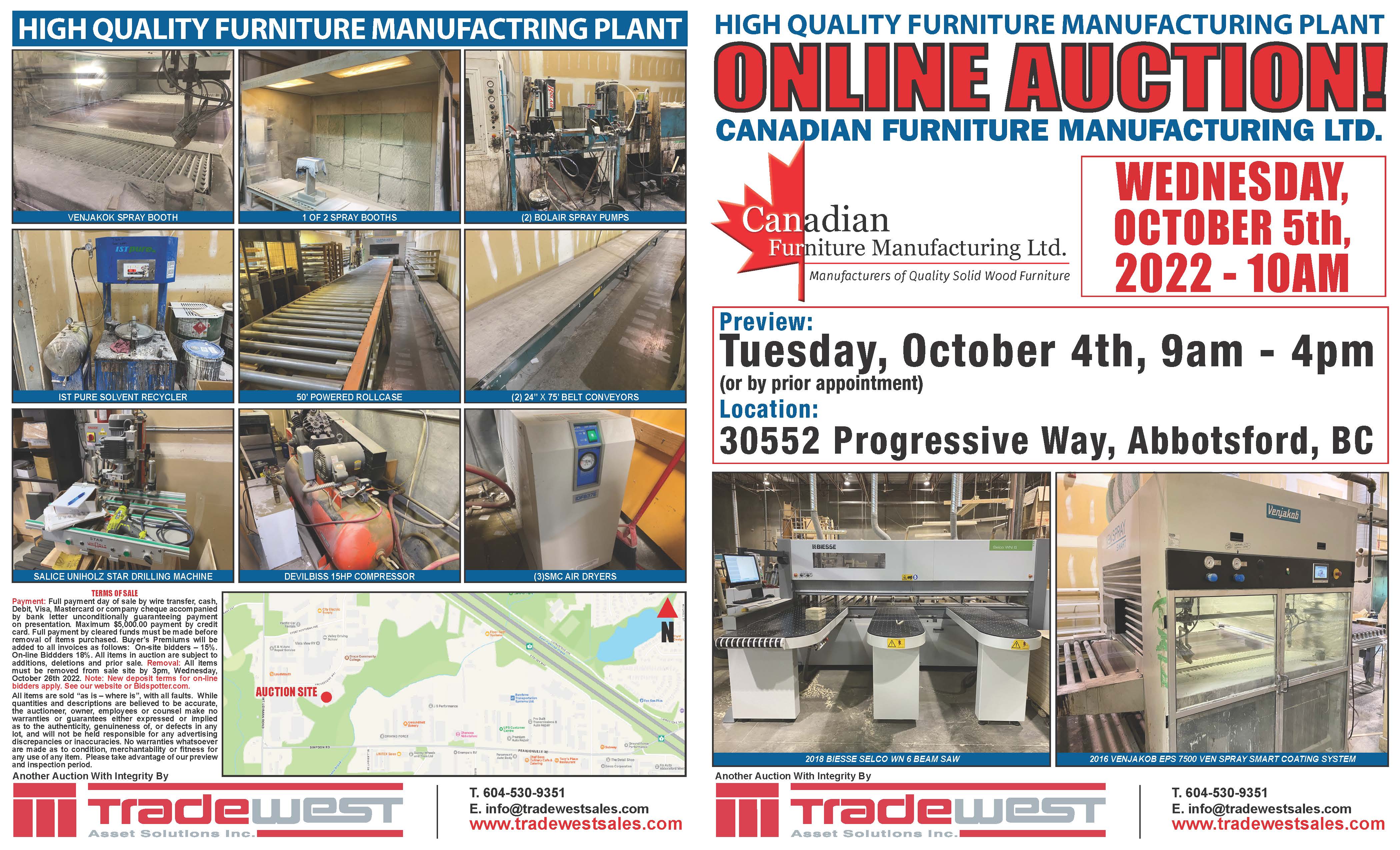 PAST AUCTION High Quality Furniture Manufacturer Tradewest Ass...